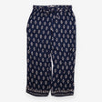  Navy Blue Ikat Geometric Print Wide Leg Tr