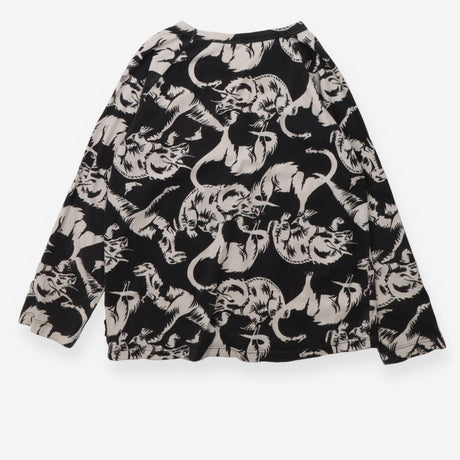 T-shirt long sleeve black with white dinosaurs