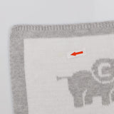 Knitted Blanket Grey with White Elephants