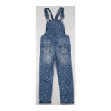 Denim dungarees with white hearts