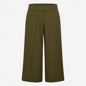 Dark Khaki Wide Leg Tailored Trousers SHORT