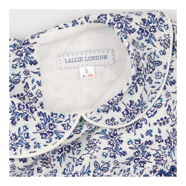 Smocked Long Sleeve Blue Floral Print