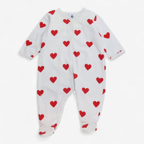 Sleepsuit white with love hearts