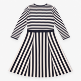 Dress Navy Blue Cream Stripe Knitted Scoop Neck