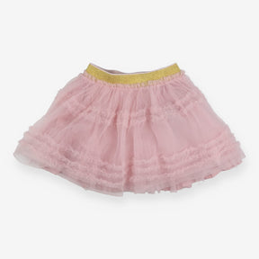 Pink ruffle tutu with sparkly gold waistband