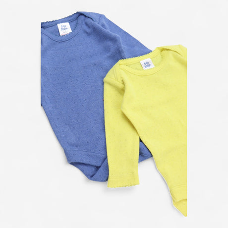Bodysuits long sleeve pointelle yellow and blue 