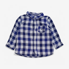 Shirt Woven Long Sleeve Blue Check