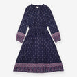 Maxi Dress Navy Ditsy Floral Print Shirred Waist