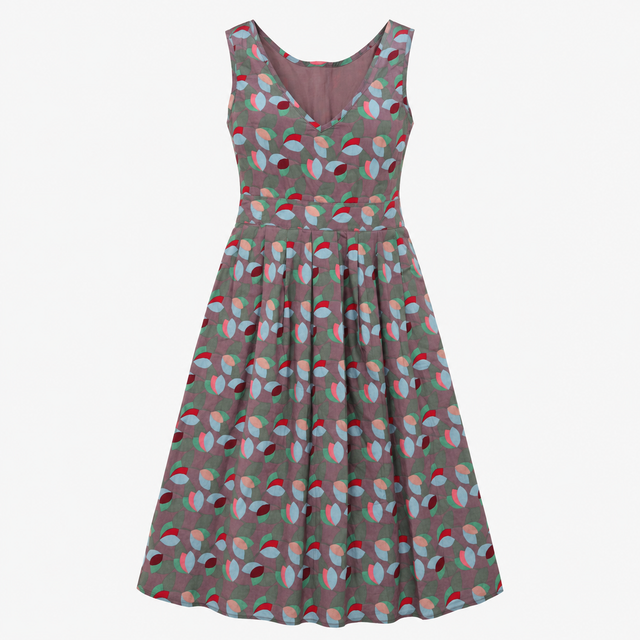 Grey Teal Pink Geometric Leaf Print