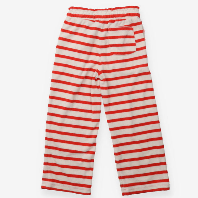 Pull on trousers white and red striped towelling