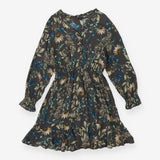 Dress Grey with blue and green florals long sleeve