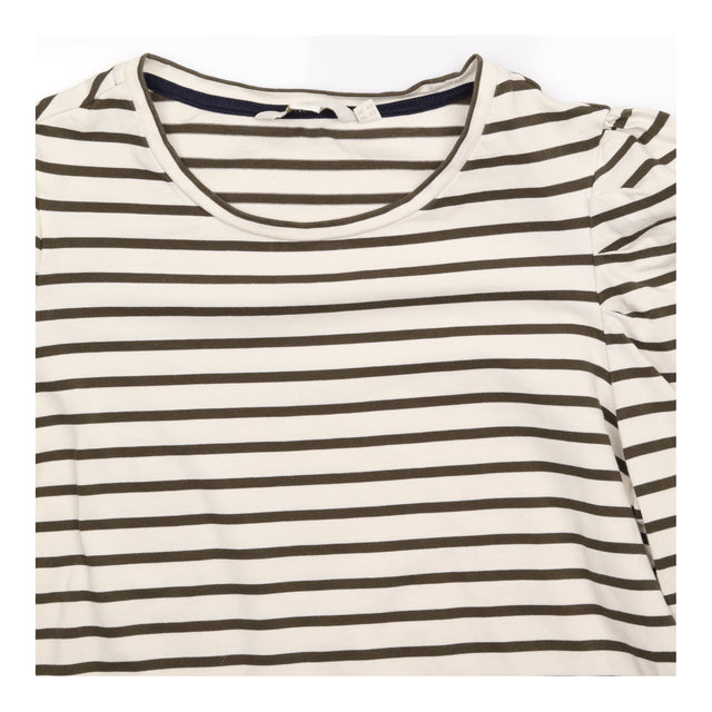 Off White Khaki Stripe 100% Cotton Gathered Puff L