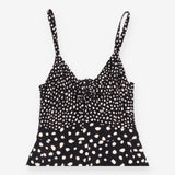 Jumpsuit Black White Polka Dot Cami Strappy Wide L