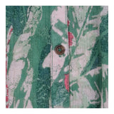 Blouse Green Tropical Floral Print Cotton Button F