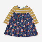 Jersey LS Dress Yellow Stripe with Tree trunk and 