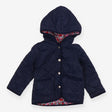 Navy Quilted Jacket with Floral Lining