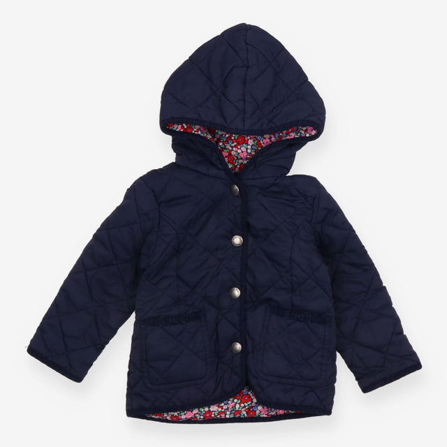 Navy Quilted Jacket with Floral Lining
