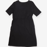 Black Short Sleeve Nursing Zip Midi Dress Tie Wais