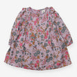 Dress woven purple flowers frill shoulder pintucks