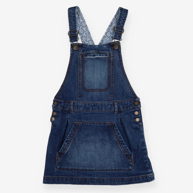 Dress denim pinafore blue floral lining