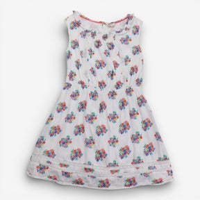 Dress Woven White Floral Print 