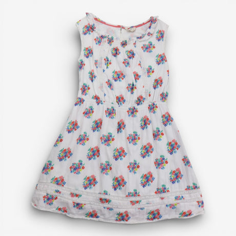 Dress Woven White Floral Print 