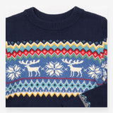 Knit Sweater Navy Festive with Reindeers