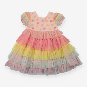 Rainbow Tulle Layered Dress
