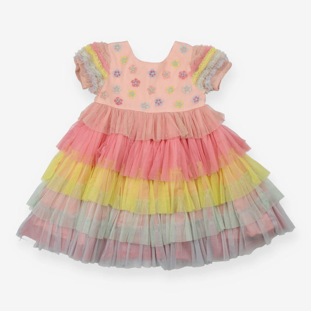 Rainbow Tulle Layered Dress