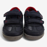 Shoes velcro navy red trim