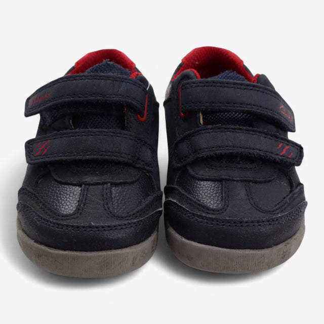 Shoes velcro navy red trim