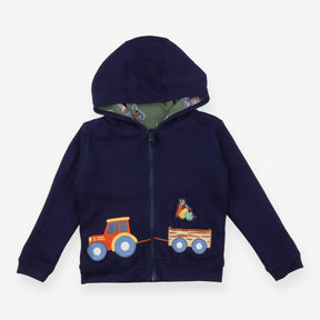Hoodie Zip Navy Tractor & Trailer Reversible