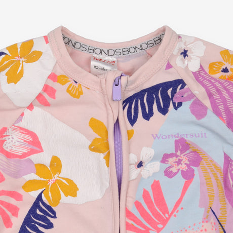 Pink Floral Sleepsuit Purple Zip