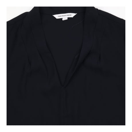 Navy Blue Crepe Stretch Lined V-Neck Short Sleeve 