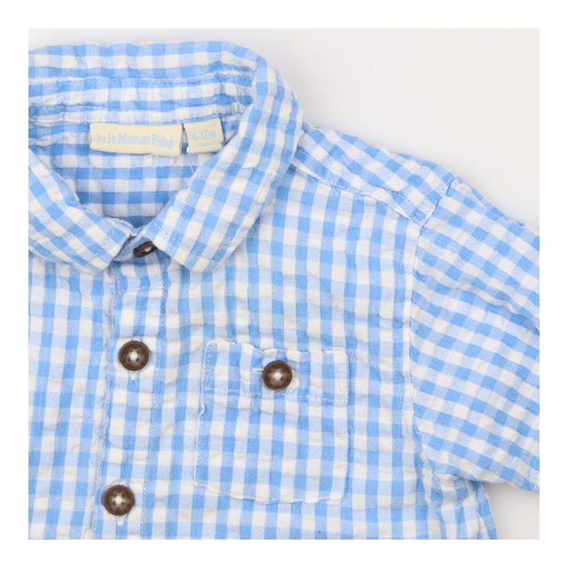 Blue and white check shirt with pocket
