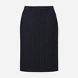 Skirt Navy Blue White Pinstripe Column Midi Tailor