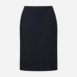 Skirt Navy Blue White Pinstripe Column Midi Tailor