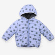 Puffer Coat Lilac Spots Grey Fleece Lining