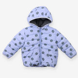 Puffer Coat Lilac Spots Grey Fleece Lining