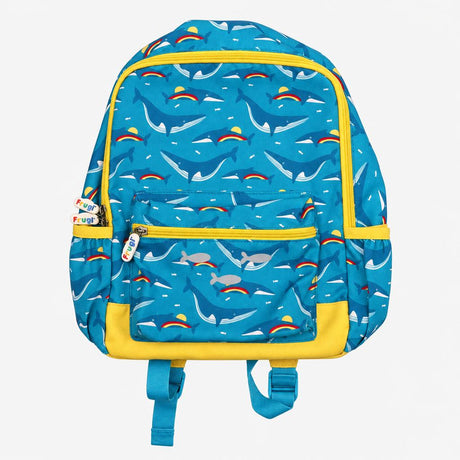 Backpack blue and yellow whales 
