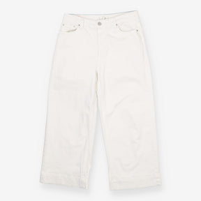 White Wide Leg Cropped Jeans High Waist Denim Trou