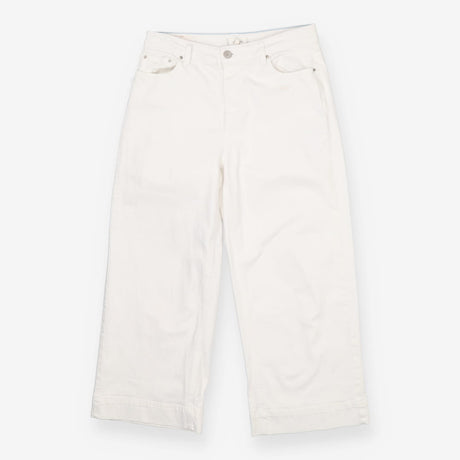 White Wide Leg Cropped Jeans High Waist Denim Trou