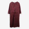 Burgundy Spot Corduroy Midi Dress Button Front