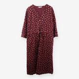 Burgundy Spot Corduroy Midi Dress Button Front