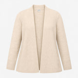 Cardigan Ivory Longline Open Front Ribbed Knit