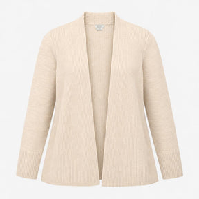 Cardigan Ivory Longline Open Front Ribbed Knit