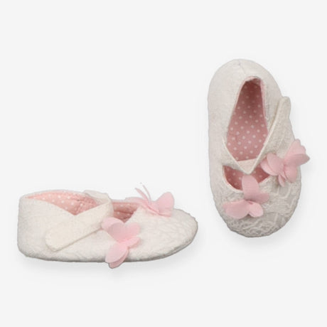 Shoes baby white with pink butterflies