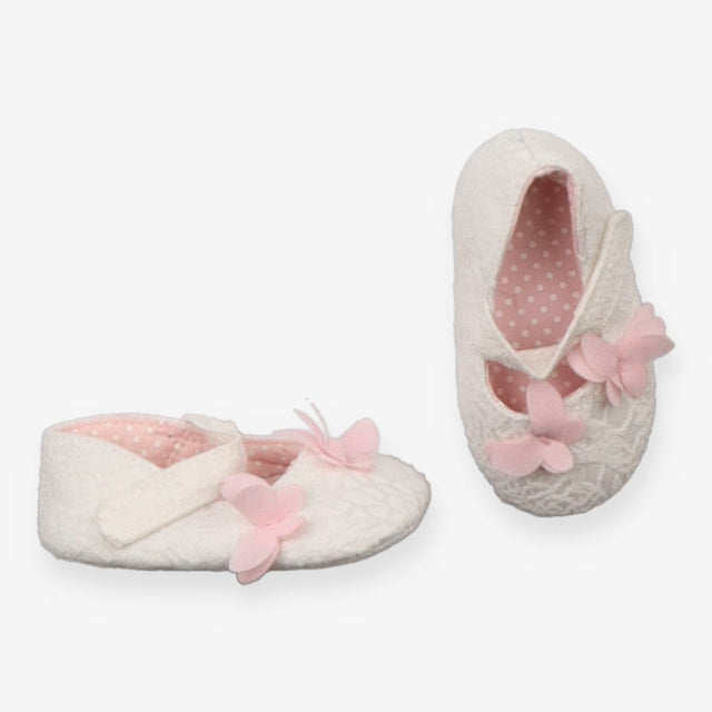 Shoes baby white with pink butterflies