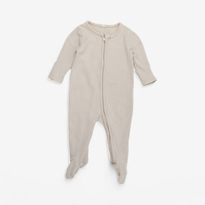 Cream ribbed zipped sleepsuit 