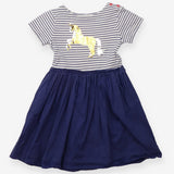 Dress Navy Stripe Gold Unicorn Sequin